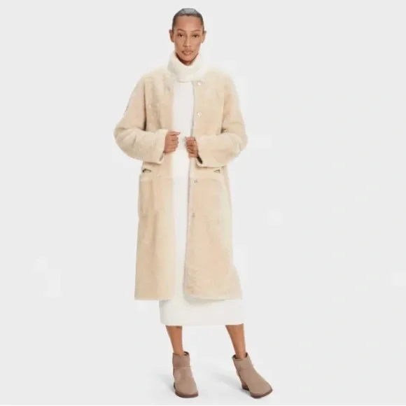 UGG Remy Reversible Shearling Coat 100% Genuine Lamb Shearling - Picture 1 of 15